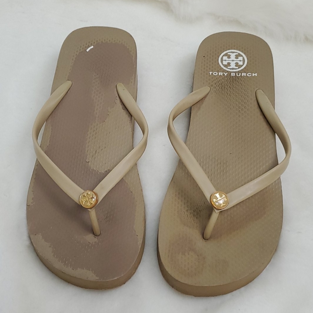 Tory Burch flip flops cream color women